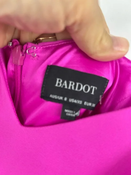 Bardot Lisandra Midi Dress Adjustable Straps High Low Hem Pink Shock Size XS - Picture 6 of 11